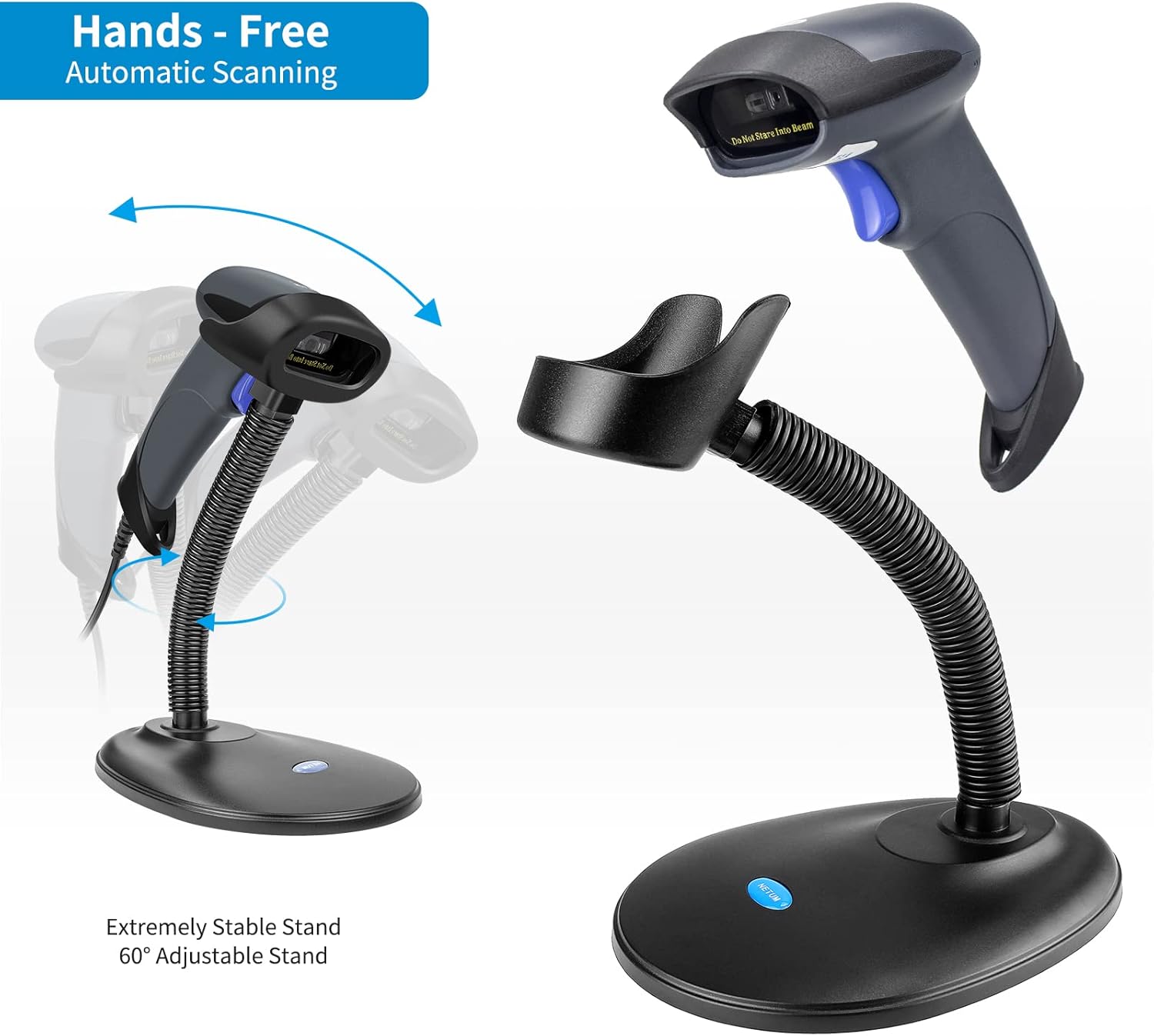 Thumbnail 4 de NETUM M8 3-in-1 Wireless 2D QR Barcode Scanner with Stand (Bluetooth, 2.4GHz & USB)