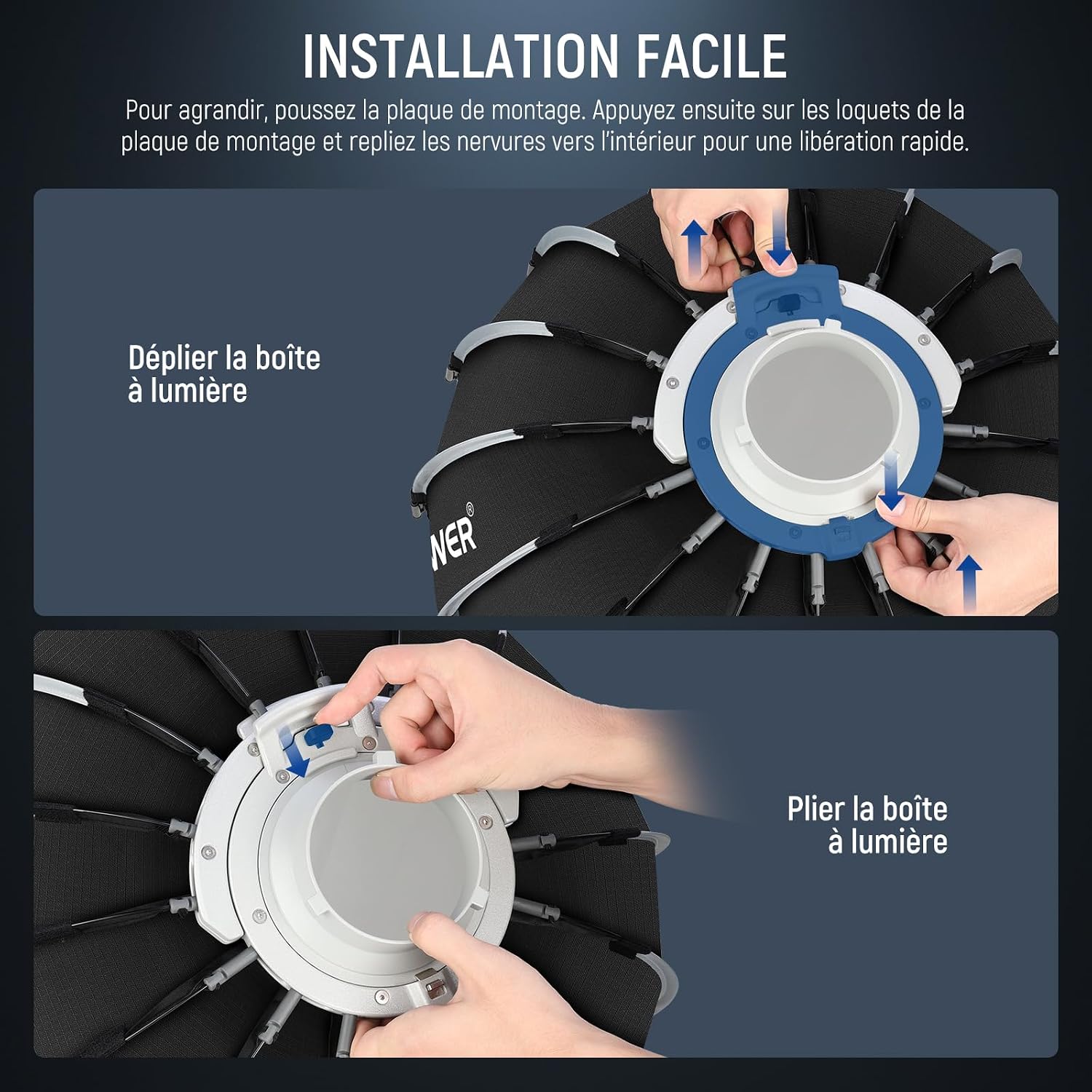 Detalle de NEEWER Kit Softbox Parabolique 35,4