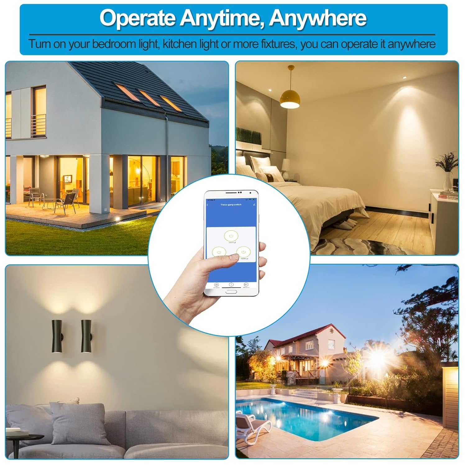 Thumbnail 3 de HeuxGir Smart-WLAN-Touch-Lichtschalter 86 x 86 mm (Glasfront, Status-LED) mit Alexa & Google Home