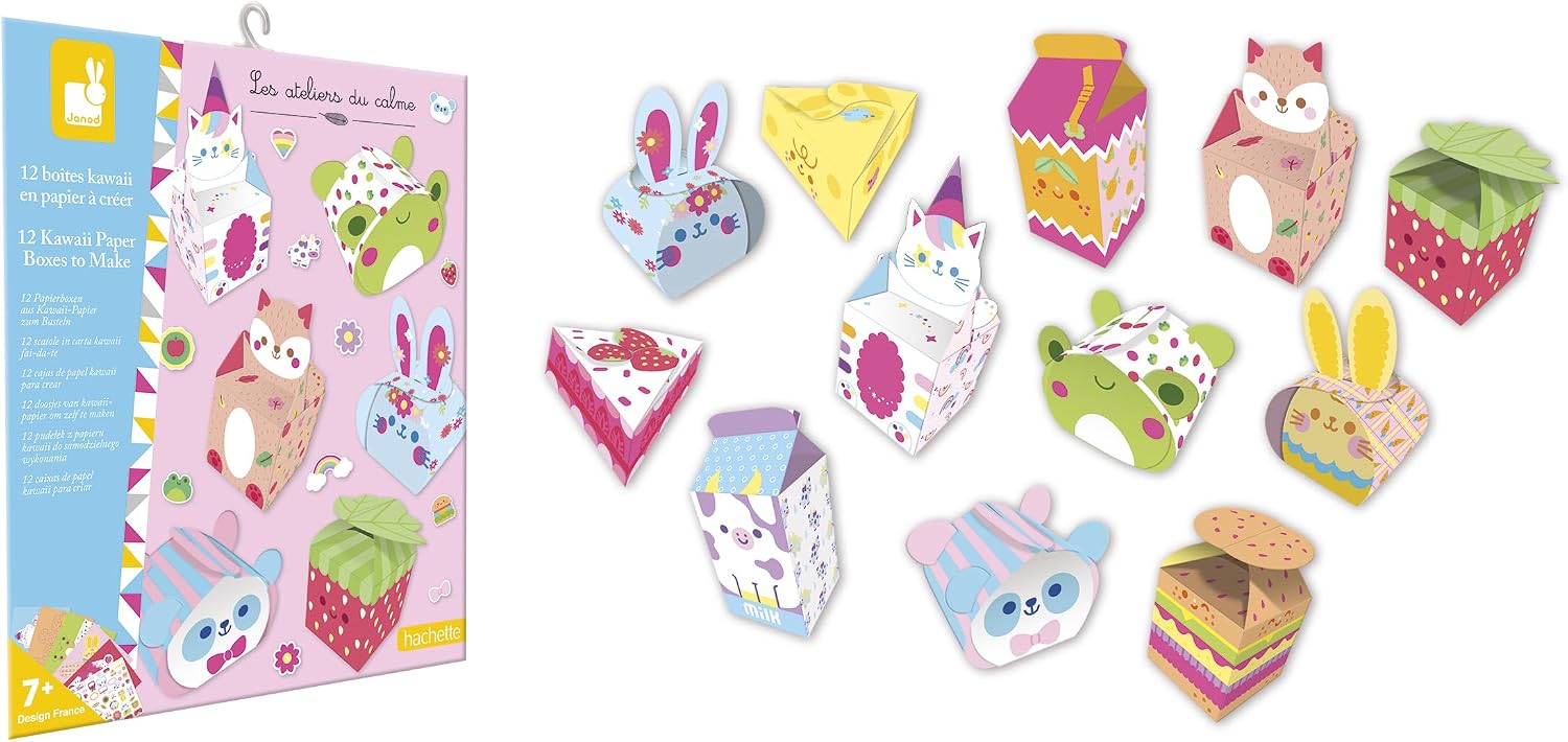 Thumbnail 3 de Janod J09164 Kawaii Paper Box Craft Kit with 12 Foldable Designs and Stickers