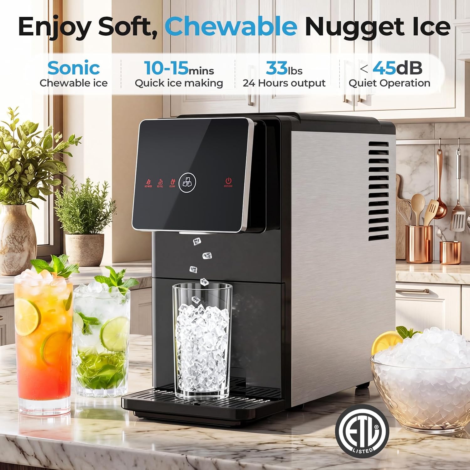 Detalle 2 de Antarctic Star HZB-15DN Nugget Ice Maker, Self-Dispensing and Self-Cleaning