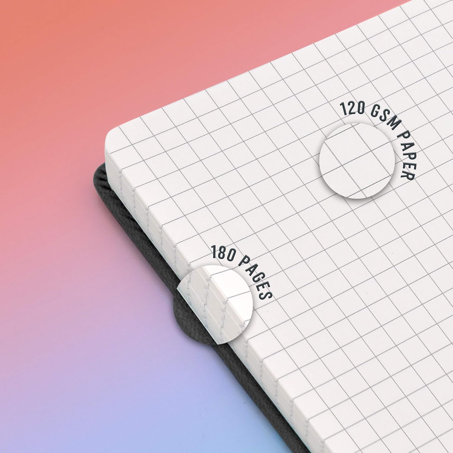 Thumbnail 4 de STATIONERY ISLAND Notizbuch A5 Kariert – Hardcover, 180 Seiten, 120 g/m², 2 Lesebändchen, praktische Tasche