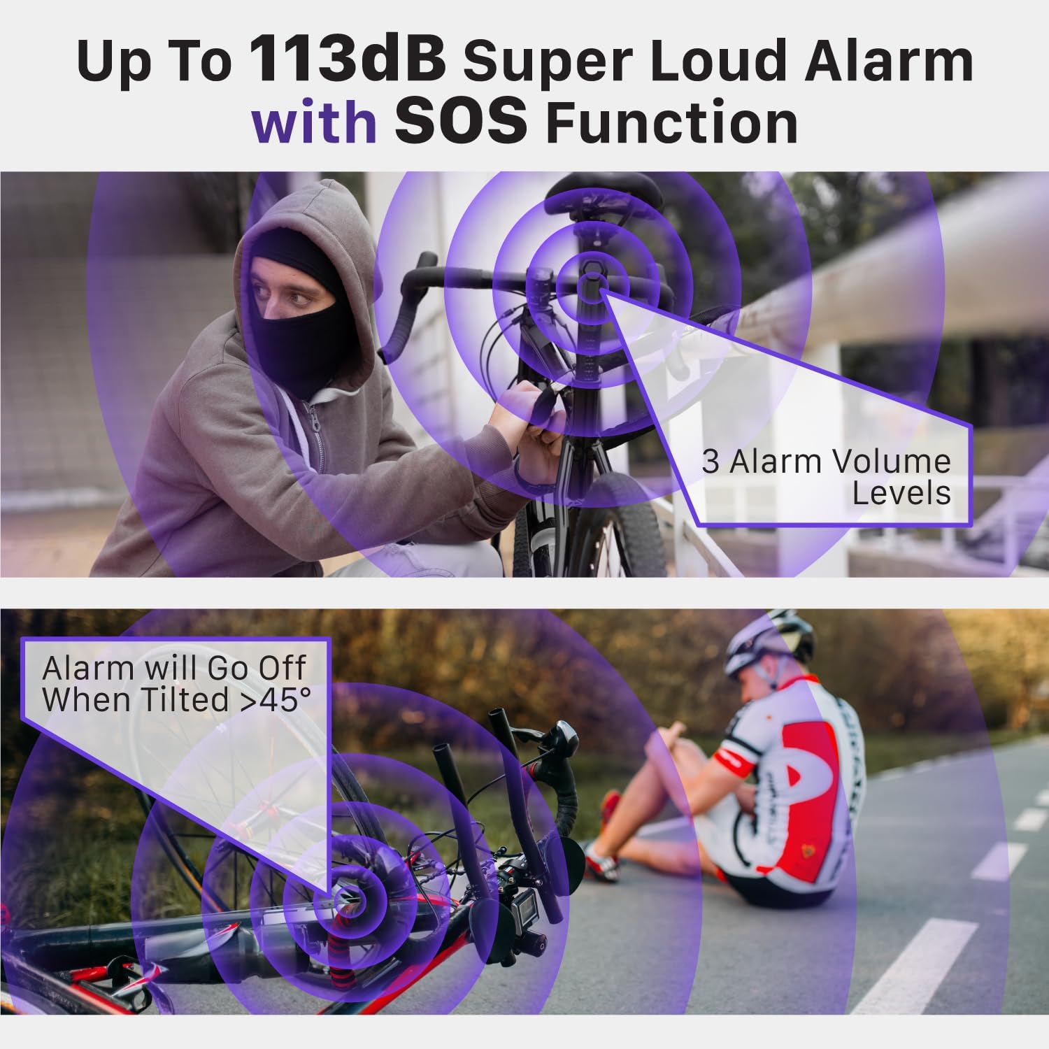 Detalle de Fosmon Alarme antivol pour moto/vélo avec télécommande, sirène 113 dB (étanche)