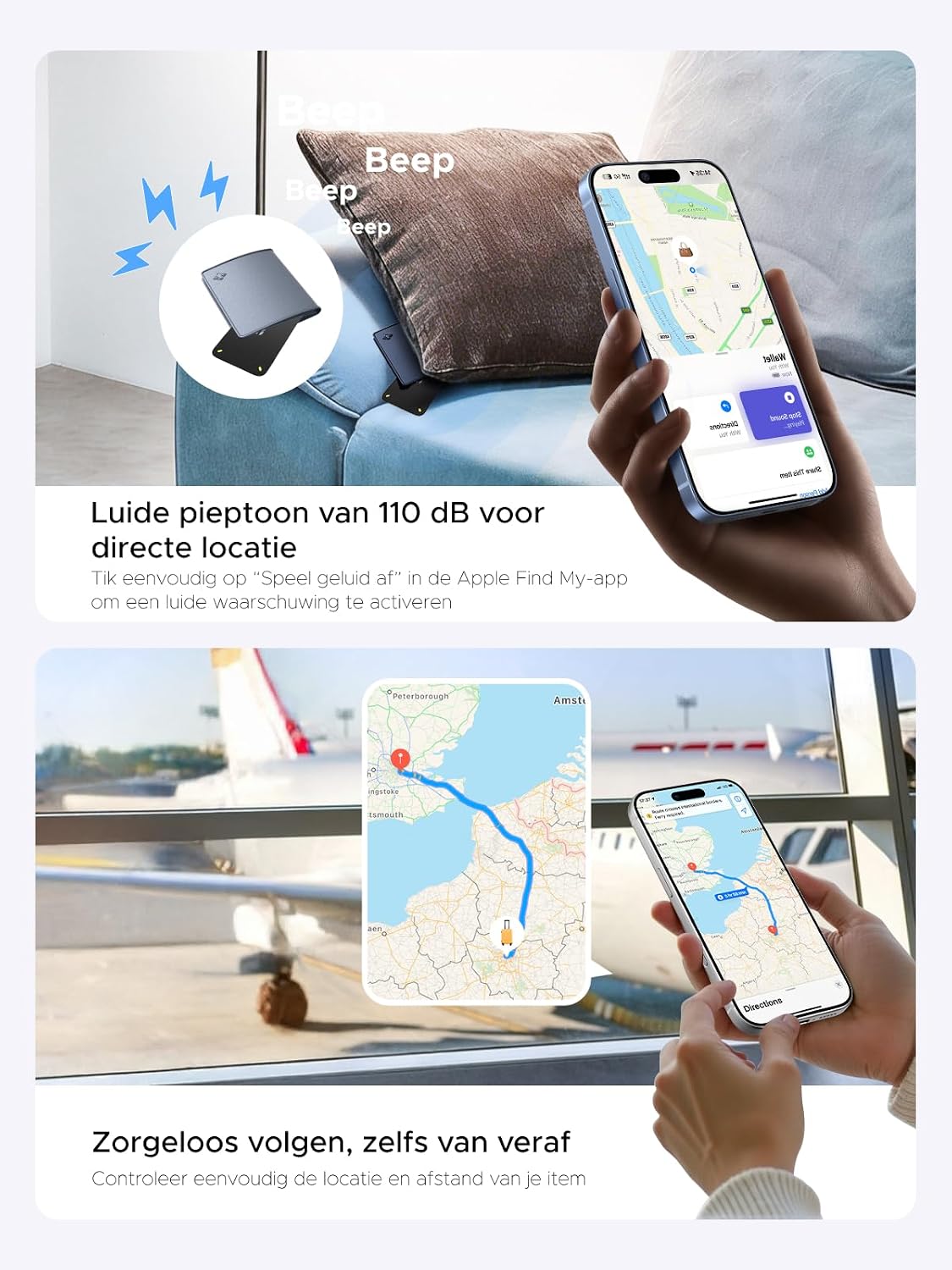 Detalle de UGREEN FineTrack Slim Duo 2 kaarttracker, 1,9 mm dun met RFID-bescherming