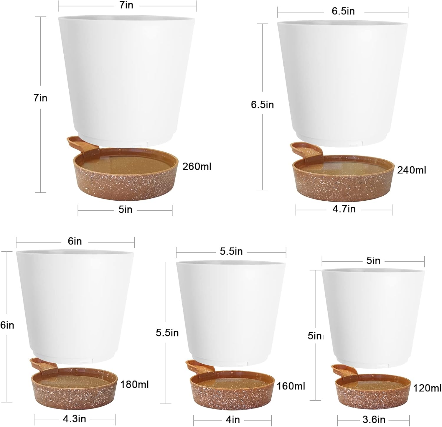 Thumbnail 4 de Idealife Macetas autorriego juego 5 piezas 17,8 cm