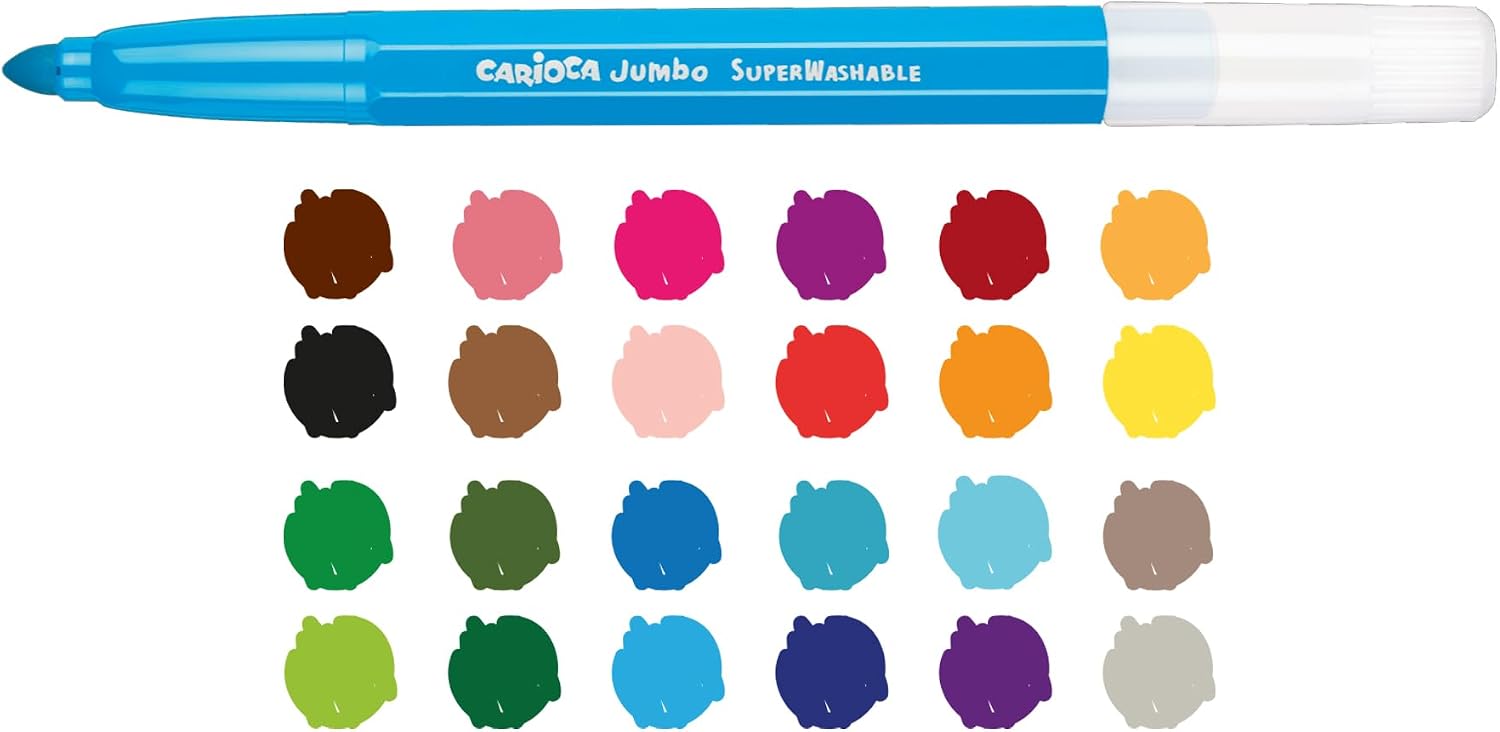 Detalle 2 de Carioca Jumbo | Pennarelli Lavabili per Bambini in Barattolo con Maniglia, 50 Colori