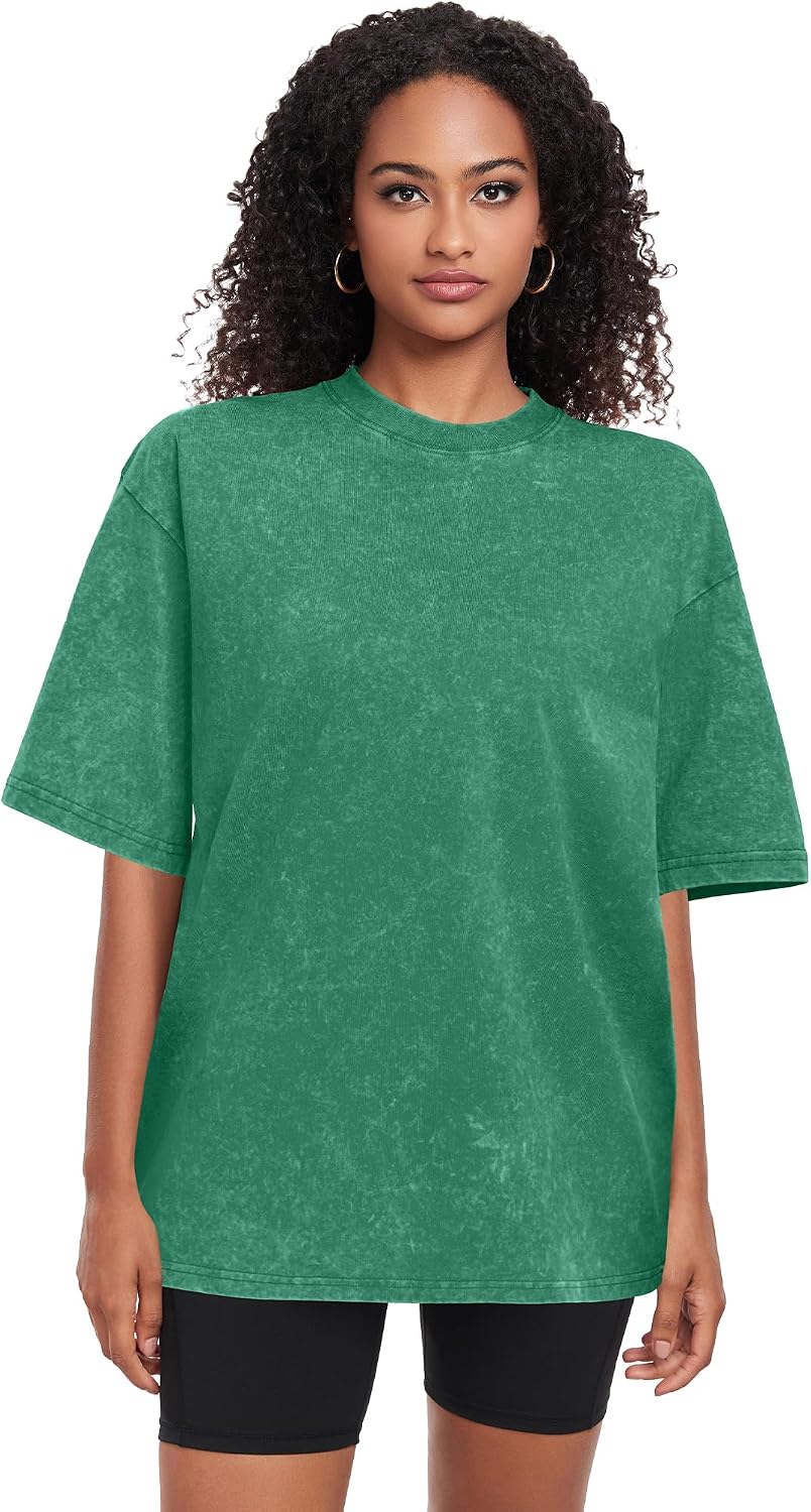 Thumbnail 1 de ADOREJOY Oversized Women's Short Sleeve Crew Neck T-Shirts (Vintage Washed, Loose Fit) - 2026