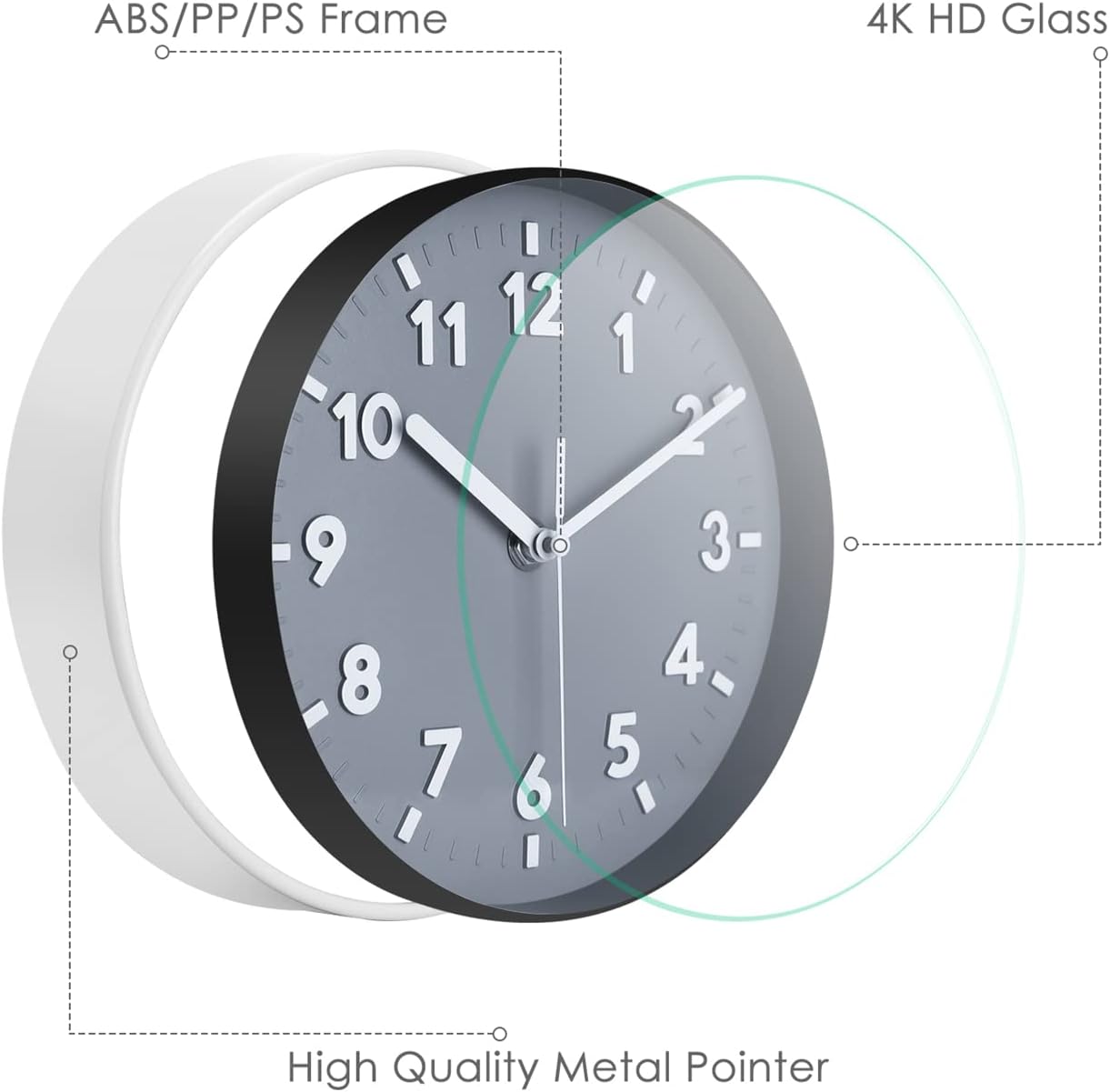 Thumbnail 2 de Topkey 8" Round Silent Wall Clock