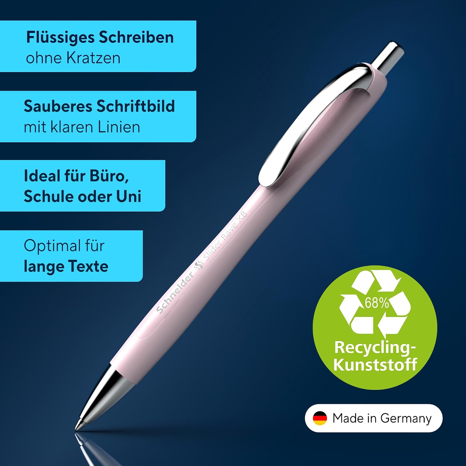 Detalle de Schneider Slider Rave XB Kugelschreiber – Rosé, 5 Stück, Blauer Tintenfluss