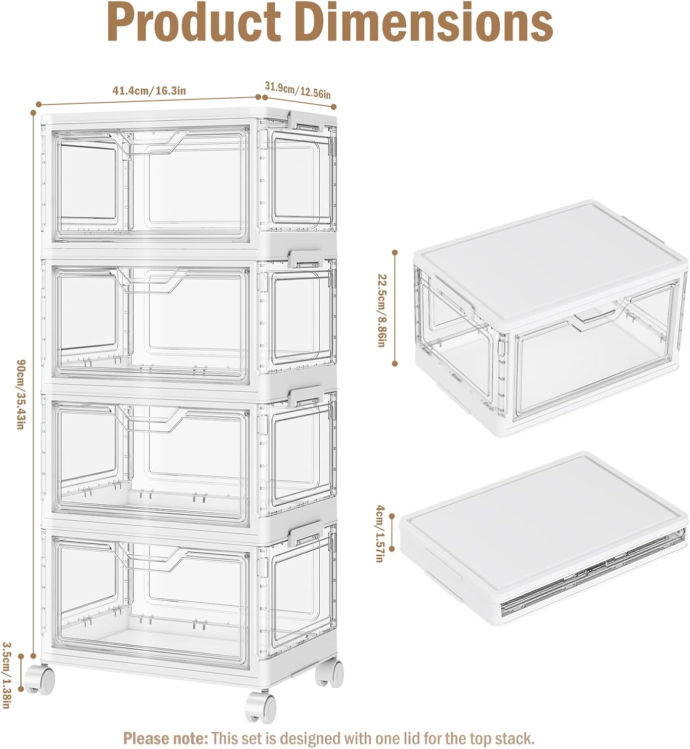 Detalle 2 de Kmiectse Sb-001 4-Tier Clear Storage Bins with Magnetic Front Door