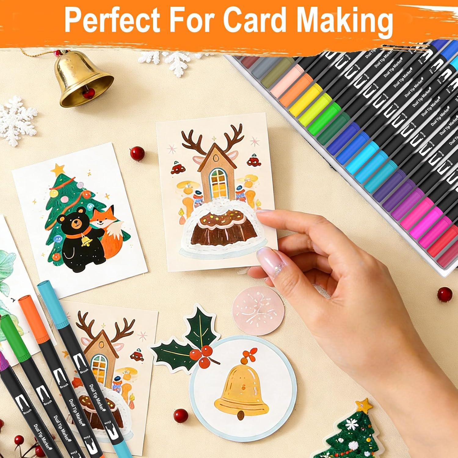 Thumbnail 2 de Melifluo Dual Tip Colouring Pens (24-colour fine & brush marker set)