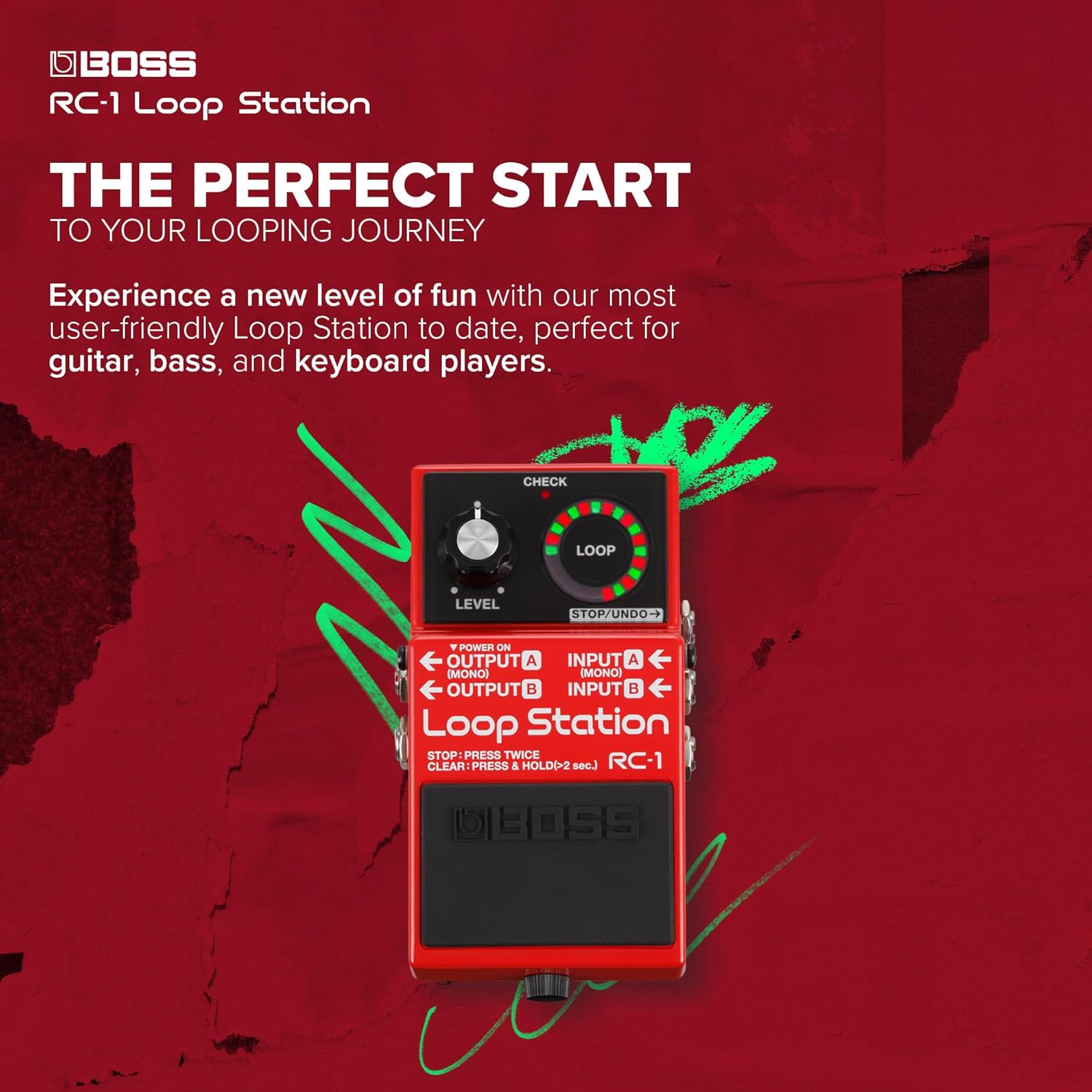 Thumbnail 1 de BOSS RC-1 Loop Station Pedal with 12-Minute Stereo Recording and 24-Segment LED