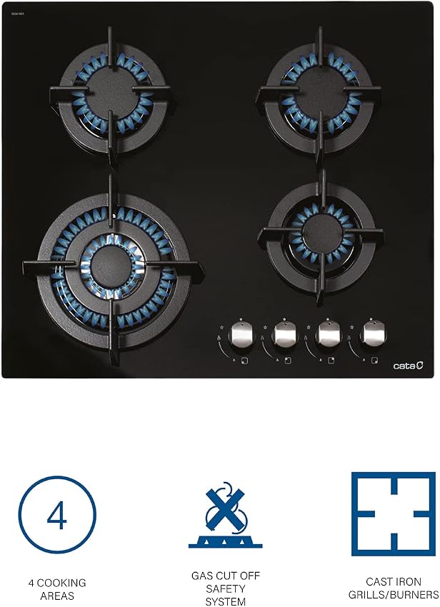Detalle 2 de CATA CCI 6031 BK Encimera gas 59 cm con 4 quemadores 🧱