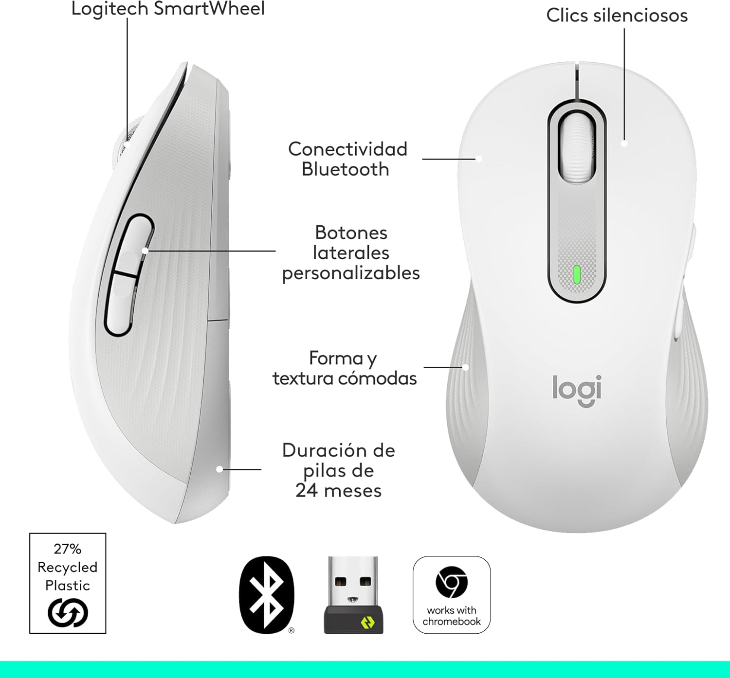 Thumbnail 7 de Logitech Signature M650 L Ratón inalámbrico left, manos grandes🖱