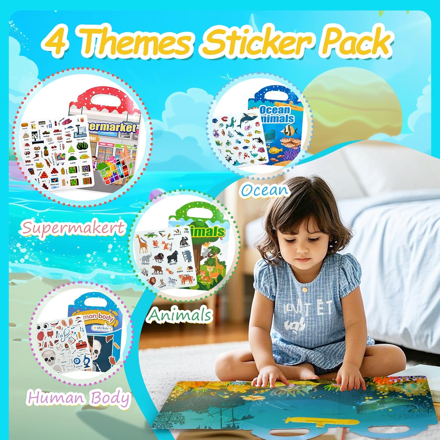 Thumbnail 1 de Reusable Sticker Books 4-Pack for Ages 2–5