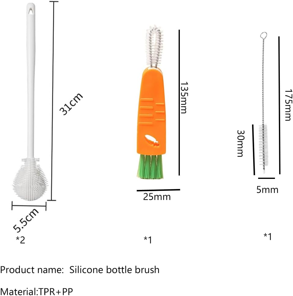 Thumbnail 3 de XiaZhiZhen Flaschenbürste lang – Silikon-Flaschenbürste für Deckel & Strohhalm, 2er-Set