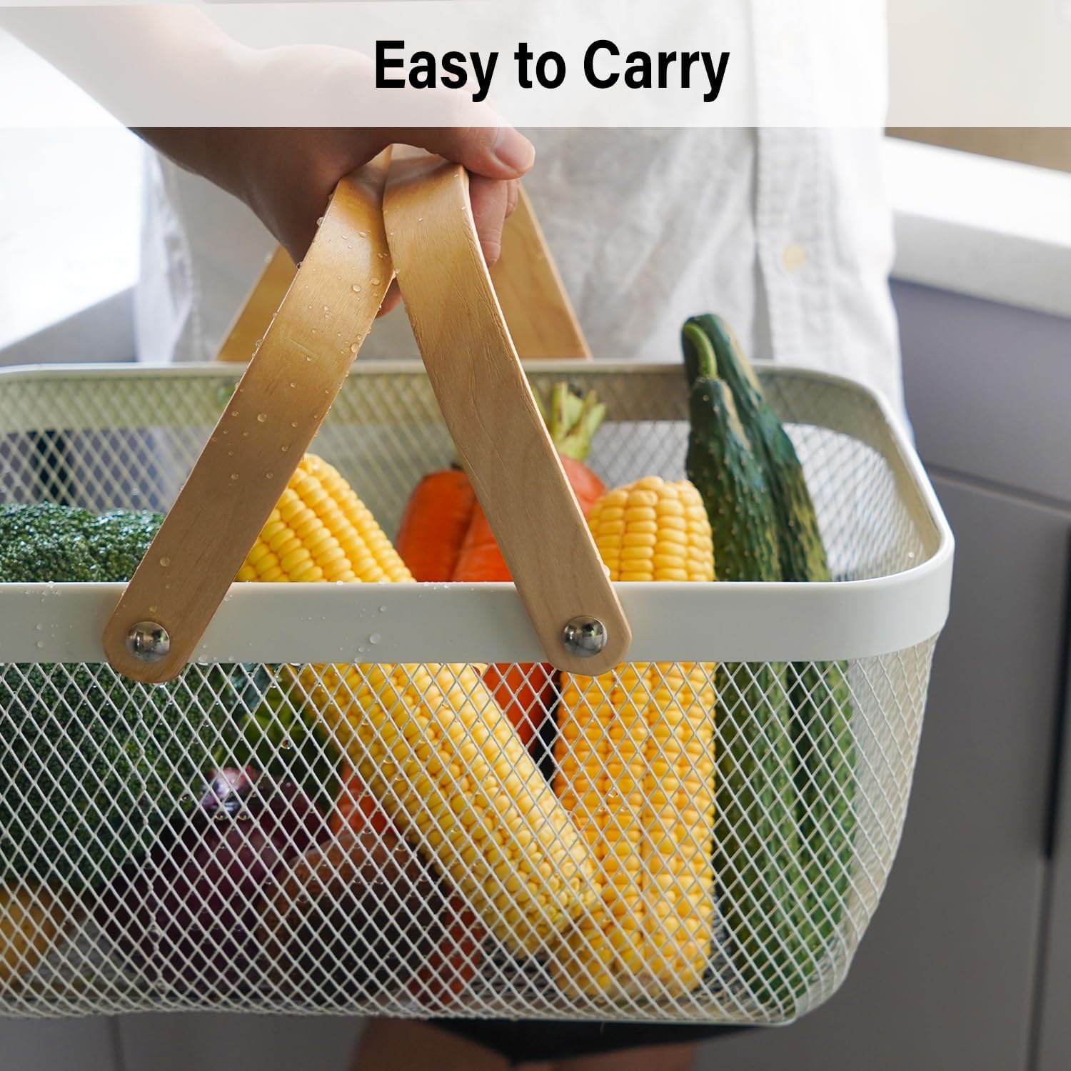 Detalle 2 de SANHSEHOME Metal Mesh Harvest Basket
