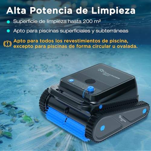 Detalle de EVERCROSS BOT U8: Robot limpiapiscinas sin cable con app para fondo, paredes y línea de agua