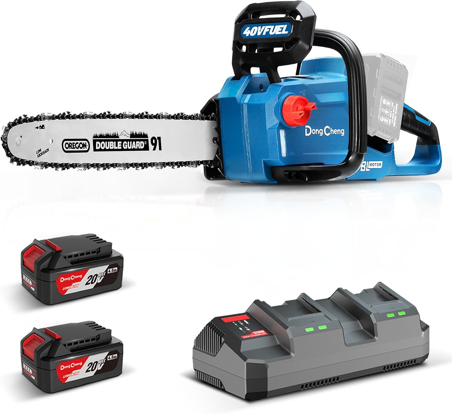 Detalle de DongCheng Motosega a Batteria senza Spazzole 40 V (2 × 20) con guida Oregon e catena 38 cm