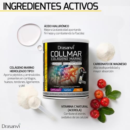 Thumbnail 3 de Drasanvi COLLMAR Colágeno Marino Hidrolizado con Ácido Hialurónico, Magnesio y Vitamina C | 300 g, sabor Limón