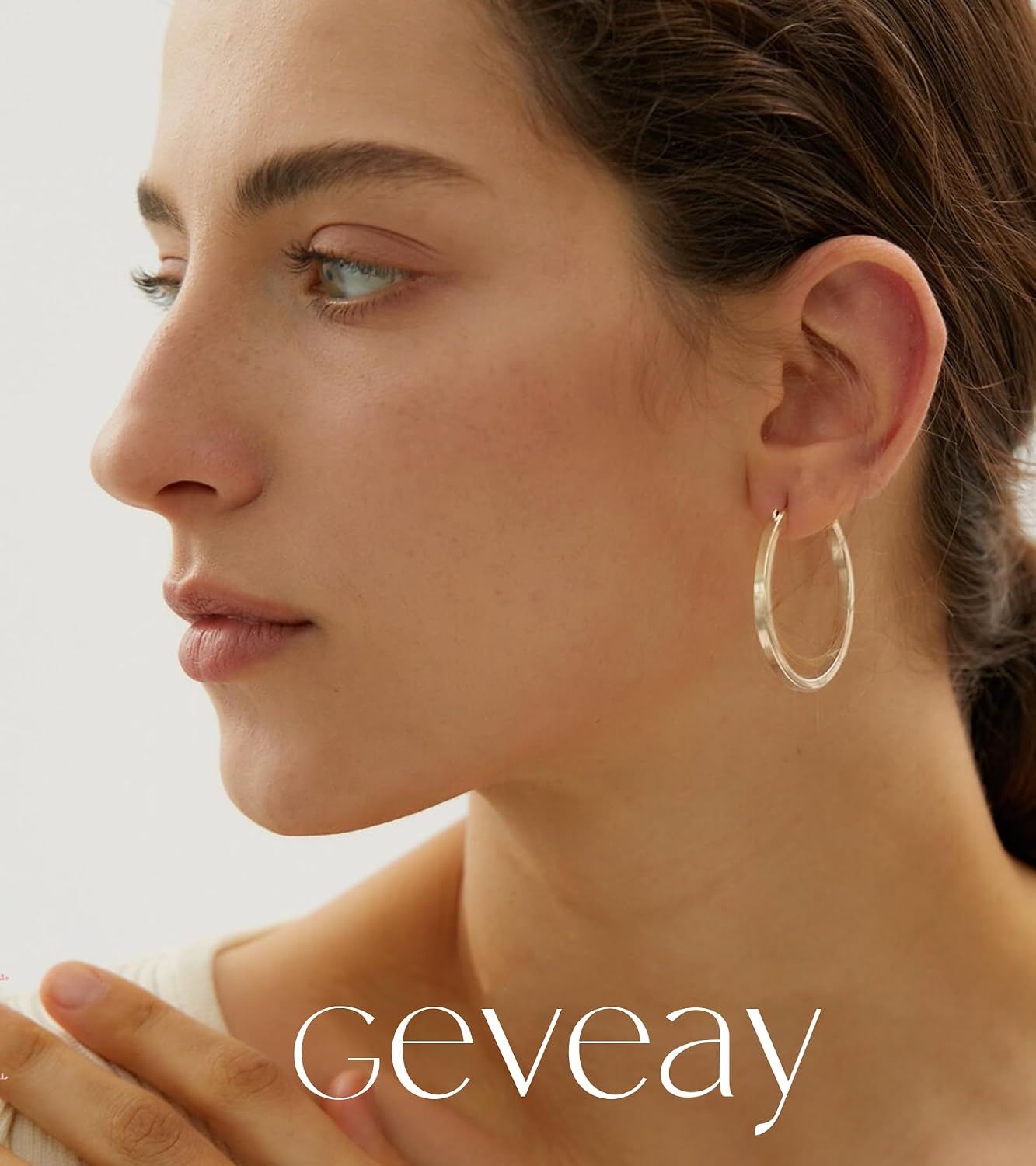Detalle de Geveay Sterling Silver Hoop Earrings 925