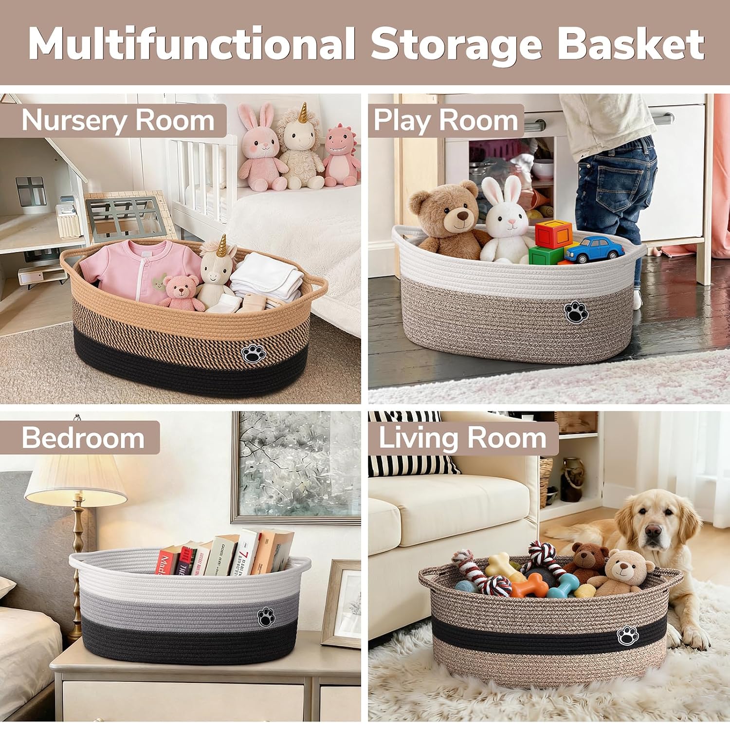 Detalle 2 de HiChen Woven Dog Toy Basket 30L