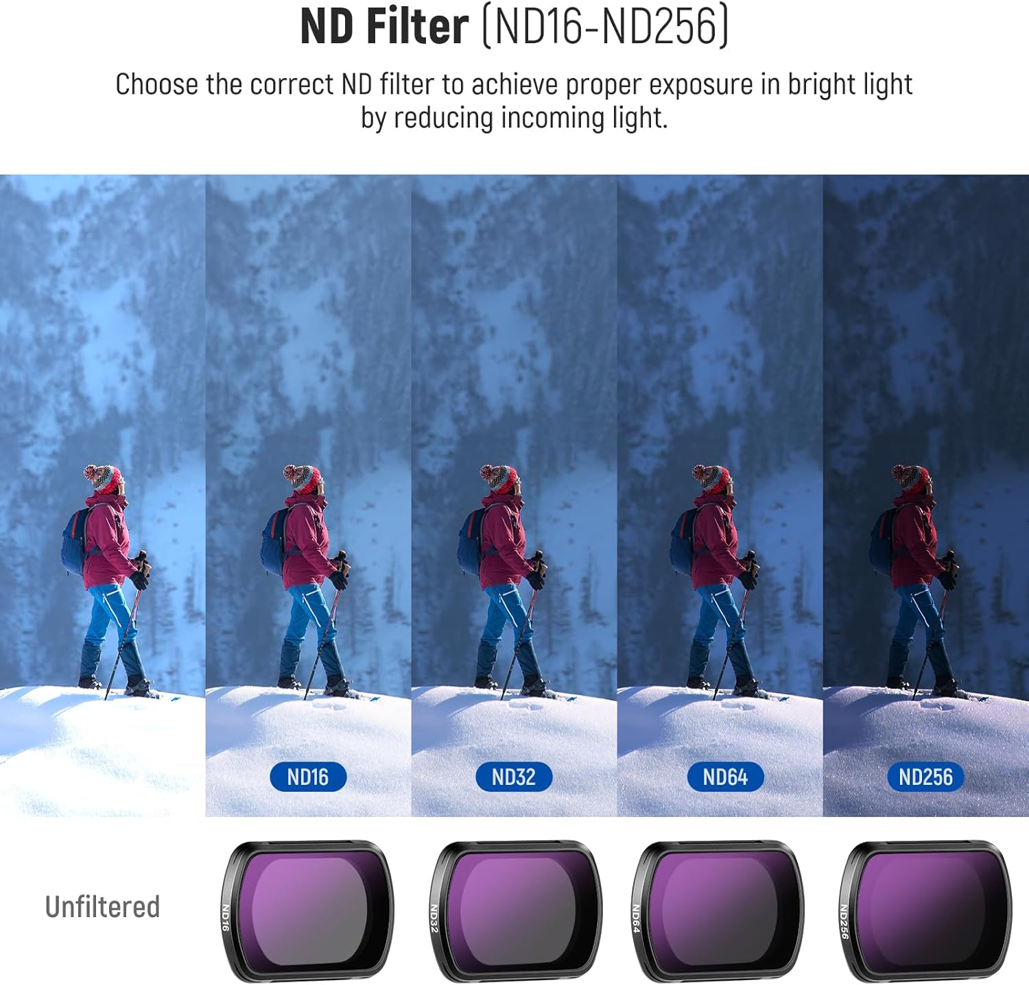Thumbnail 3 de NEEWER Magnetic ND Filter Set for DJI Osmo Pocket 4 & 3 (6 Pack) with CPL & UV Filters