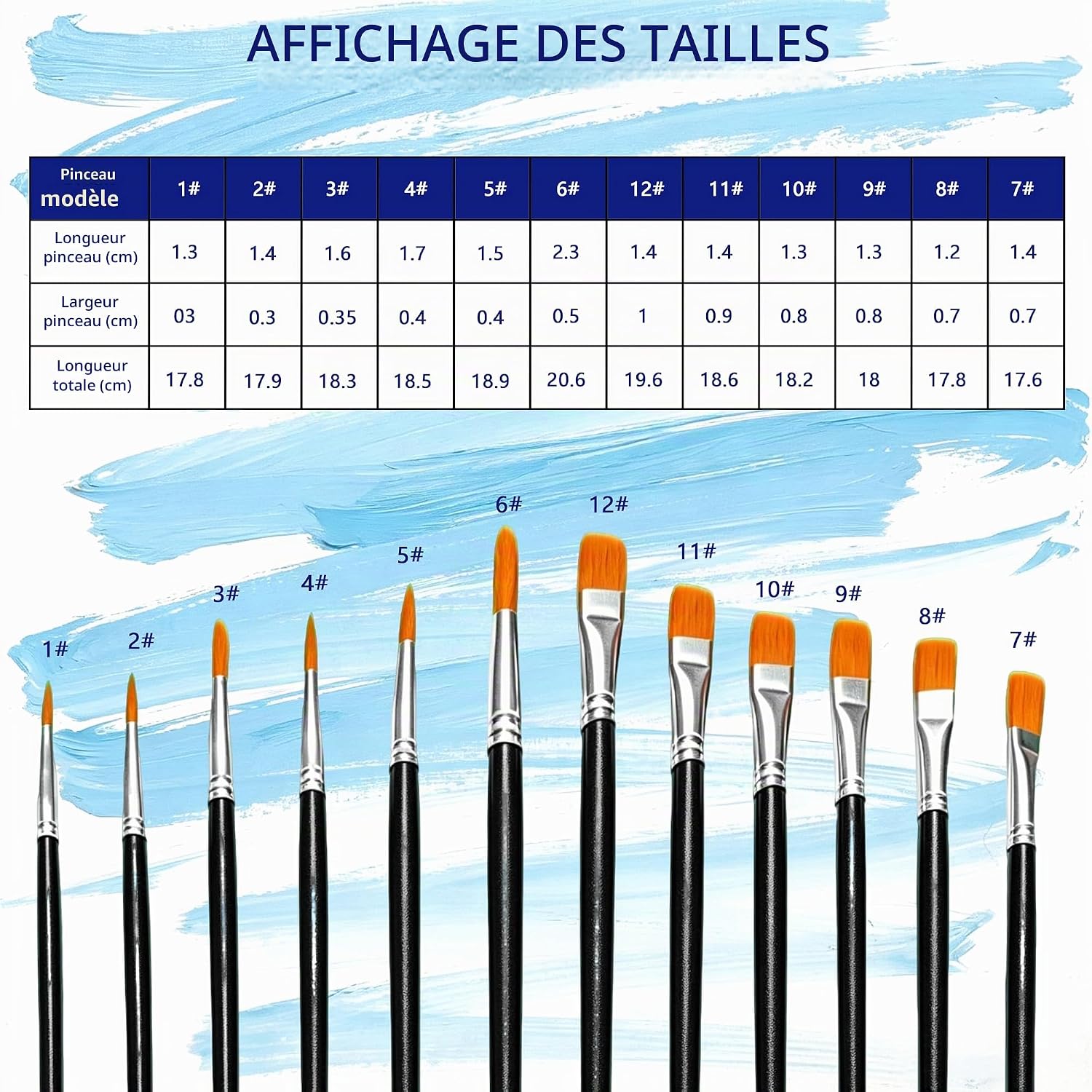 Thumbnail 1 de AiTodos HHB-12Black penselset met 12 nylon penselen voor acryl, olie en aquarel