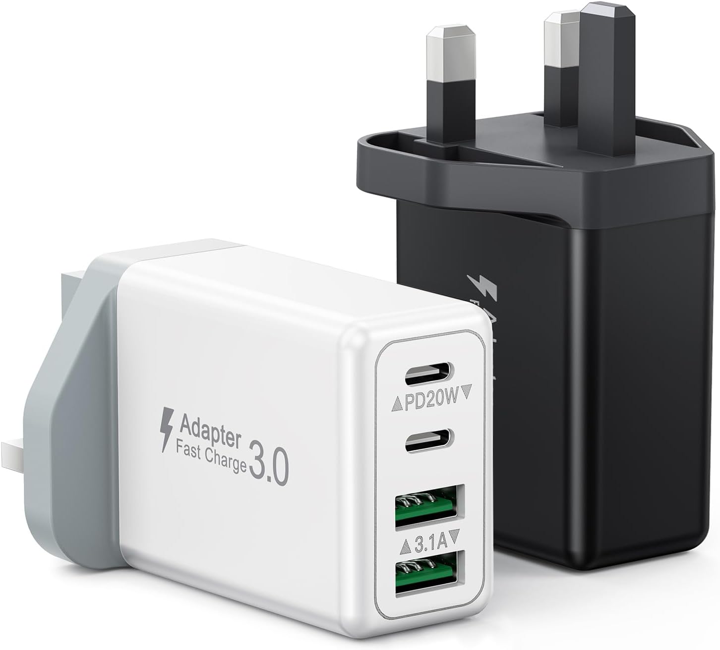 Imagen de 2-Pack USB C Plug Fast Charge 40W 4-Port USB C Charger Plug UK en OfertitasTOP