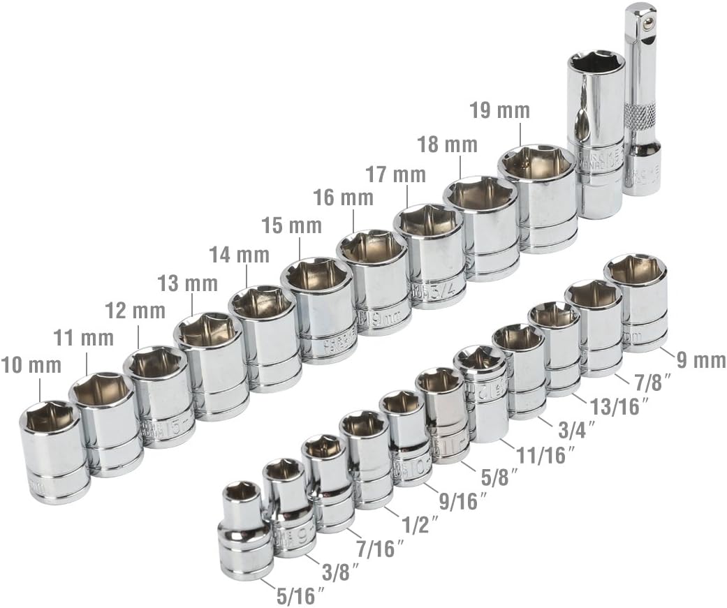 Detalle de WORKPRO Coffret Douilles 24 pièces 3/8 Clé à Cliquet