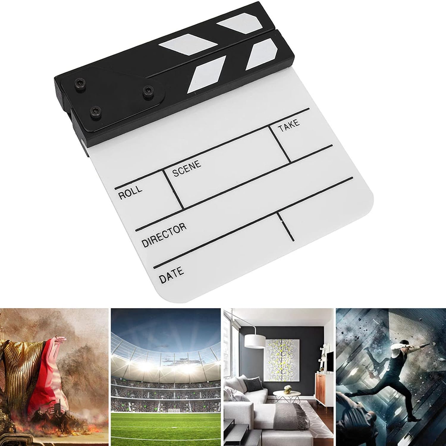 Thumbnail 2 de Tiiyee Acrylic Movie Film Clapper Board – Mini Acrylic Director’s Board with Magnetic Clapper, Black/White