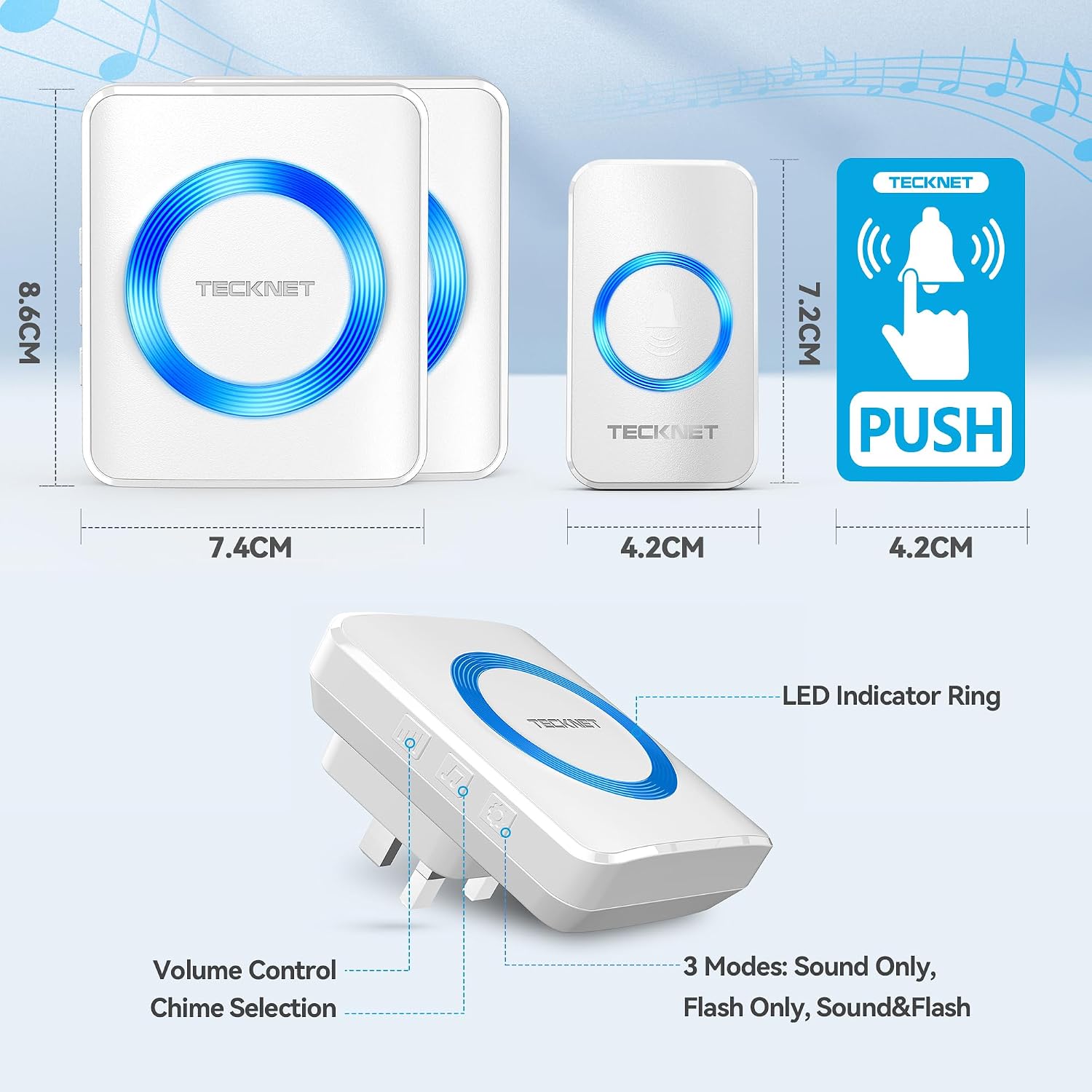 Thumbnail 5 de TECKNET Wireless Doorbell 400m Range