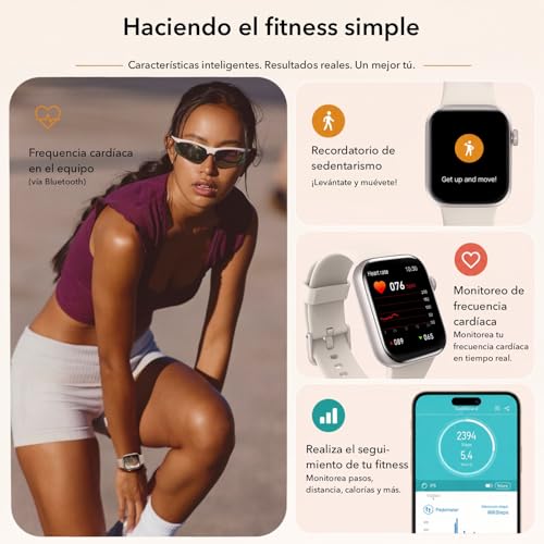Detalle de AOYBWK Reloj Inteligente para Mujer y Hombre con Llamadas Bluetooth, 140+ Modos Deportivos y Monitor de Salud IP68
