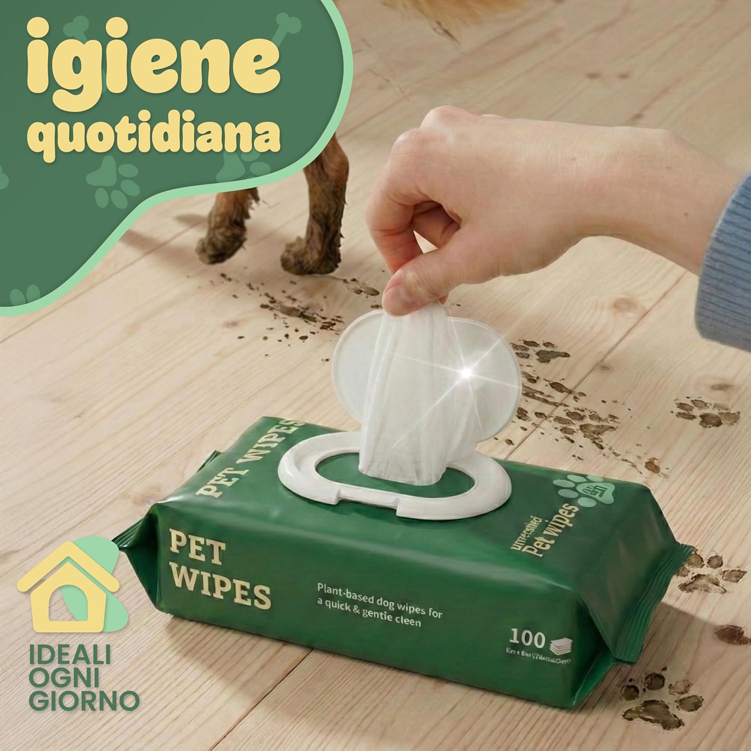 Detalle de Generico Salviette per Cani Senza Profumo e Senza Alcol – Salviette Umidificate per Zampe, Pelo e Muso