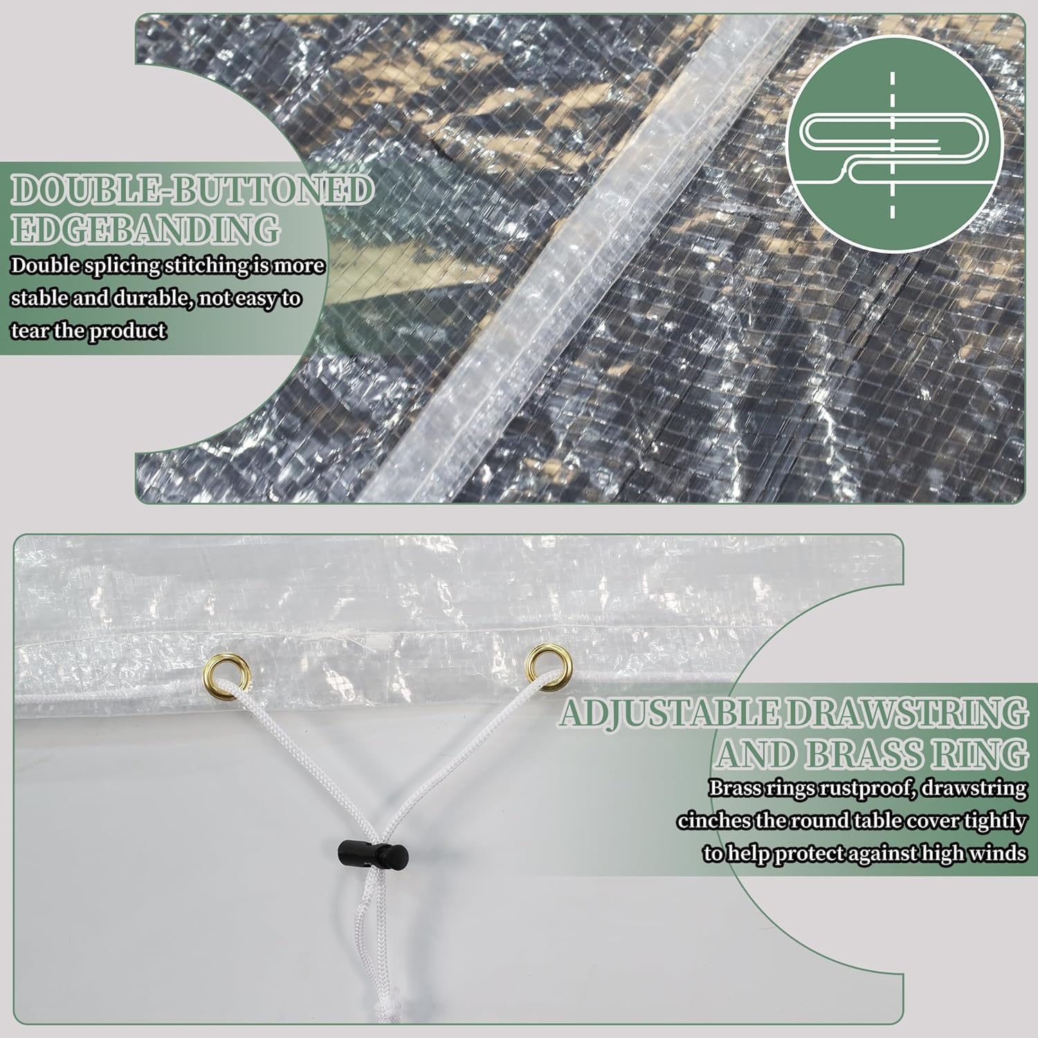 Detalle de PATIO PLUS runde Terrassenmöbelabdeckung 130x71 cm – wasserdicht, winddicht, Anti-UV
