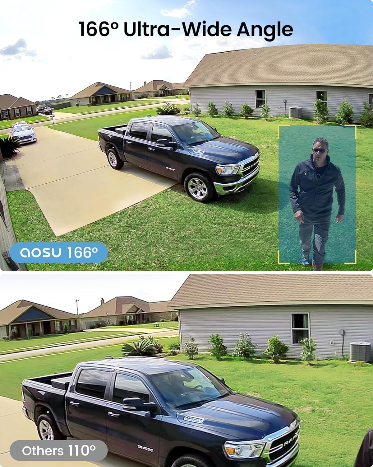 Thumbnail 3 de aosu 4-Cam Wireless Outdoor Security Camera Kit (2K, Spotlight, 166° Ultra-Wide, Battery Powered)