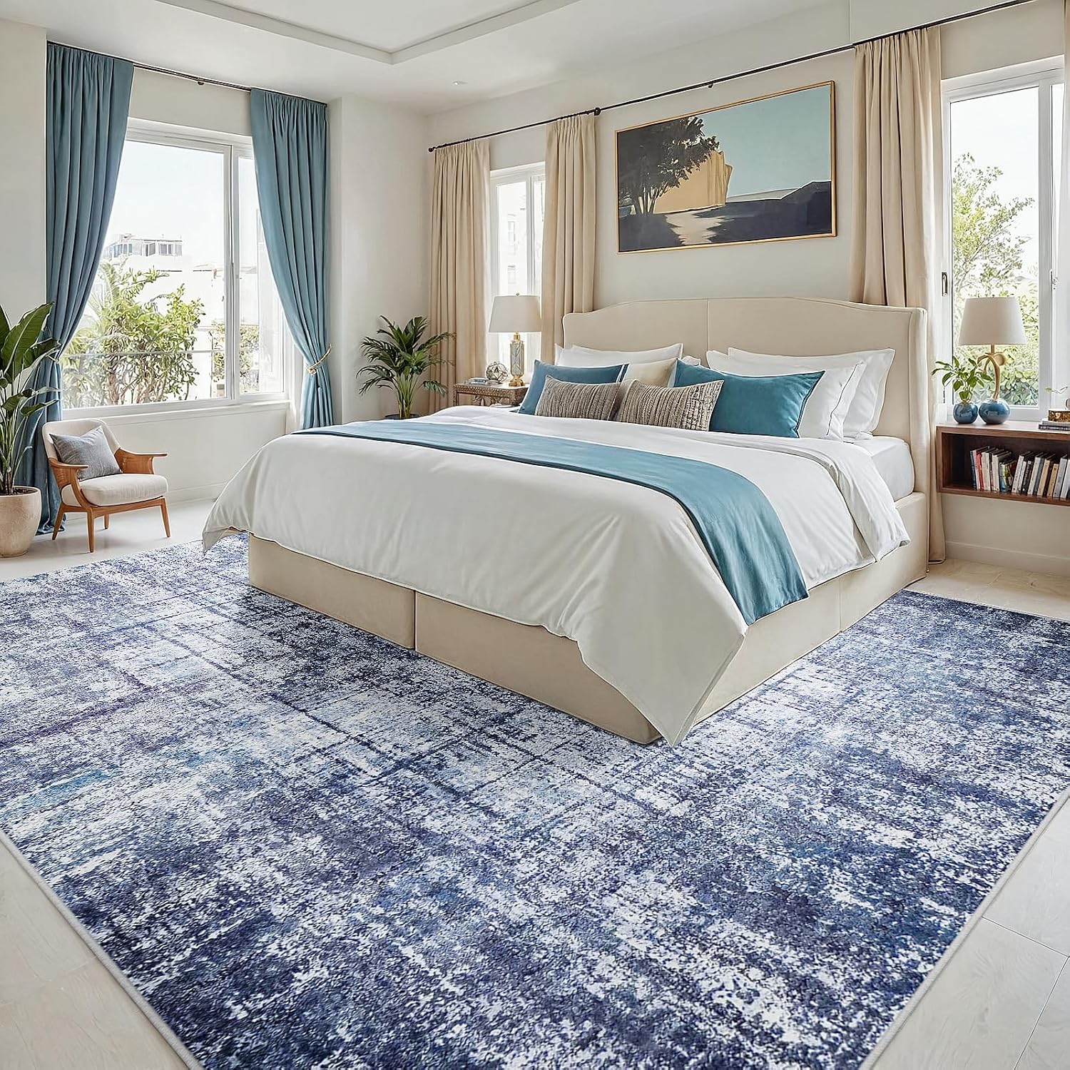 Detalle 2 de 8x10 Washable Area Rug Navy Light Gray
