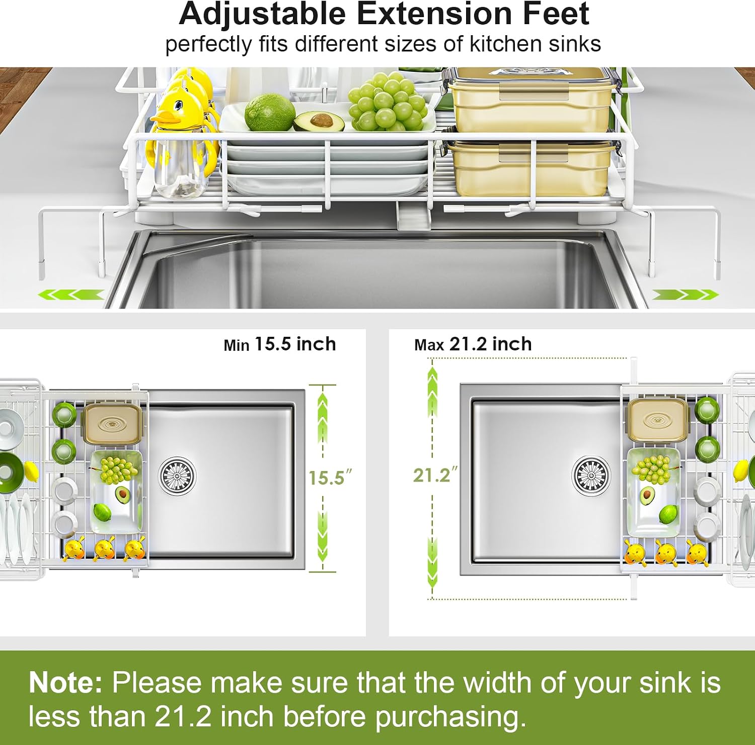 Detalle de Caktraie Dish Drying Rack, 23.4-Inch Maximum Width