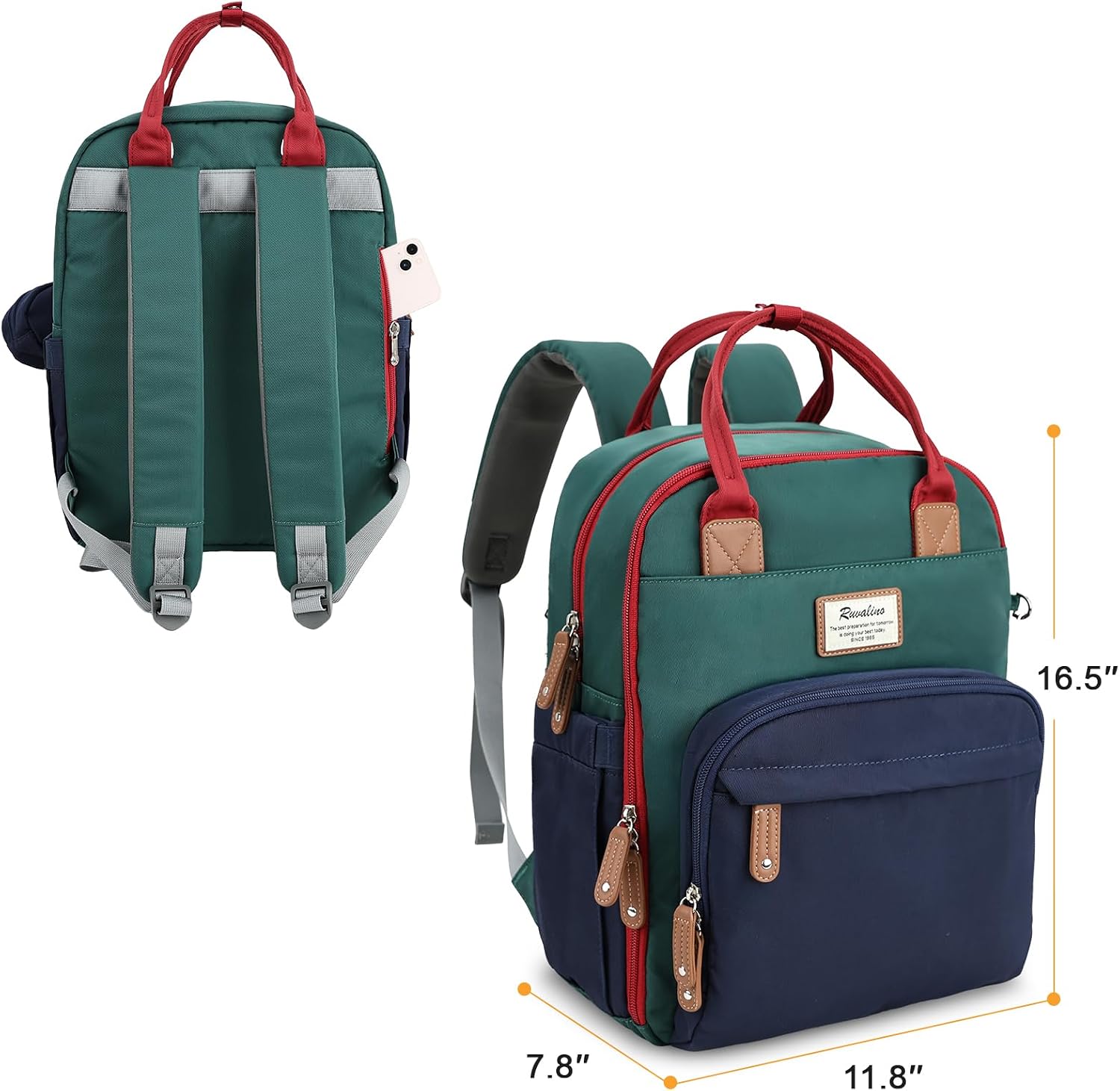 Thumbnail 1 de RUVALINO Diaper Bag Backpack: Multifunction Travel Backpack with Changing Pad, Insulated Bottle Holders & Pacifier Case (25L, Waterproof)