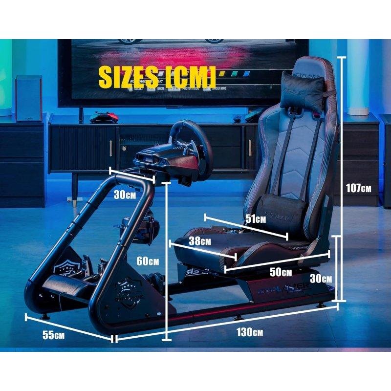 Detalle 2 de Cockpit de simulación GTPLAYER Sim Racing con altavoces y soporte para volante y pedales