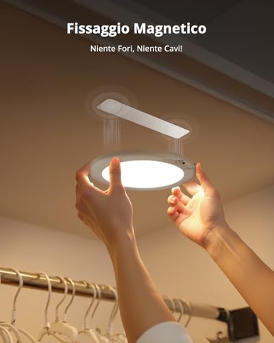 Detalle de Combuh Lampada a Batteria con Sensore di Movimento e Controllo Remoto – Plafoniera LED Senza Fili per Garage e Spazi Privati