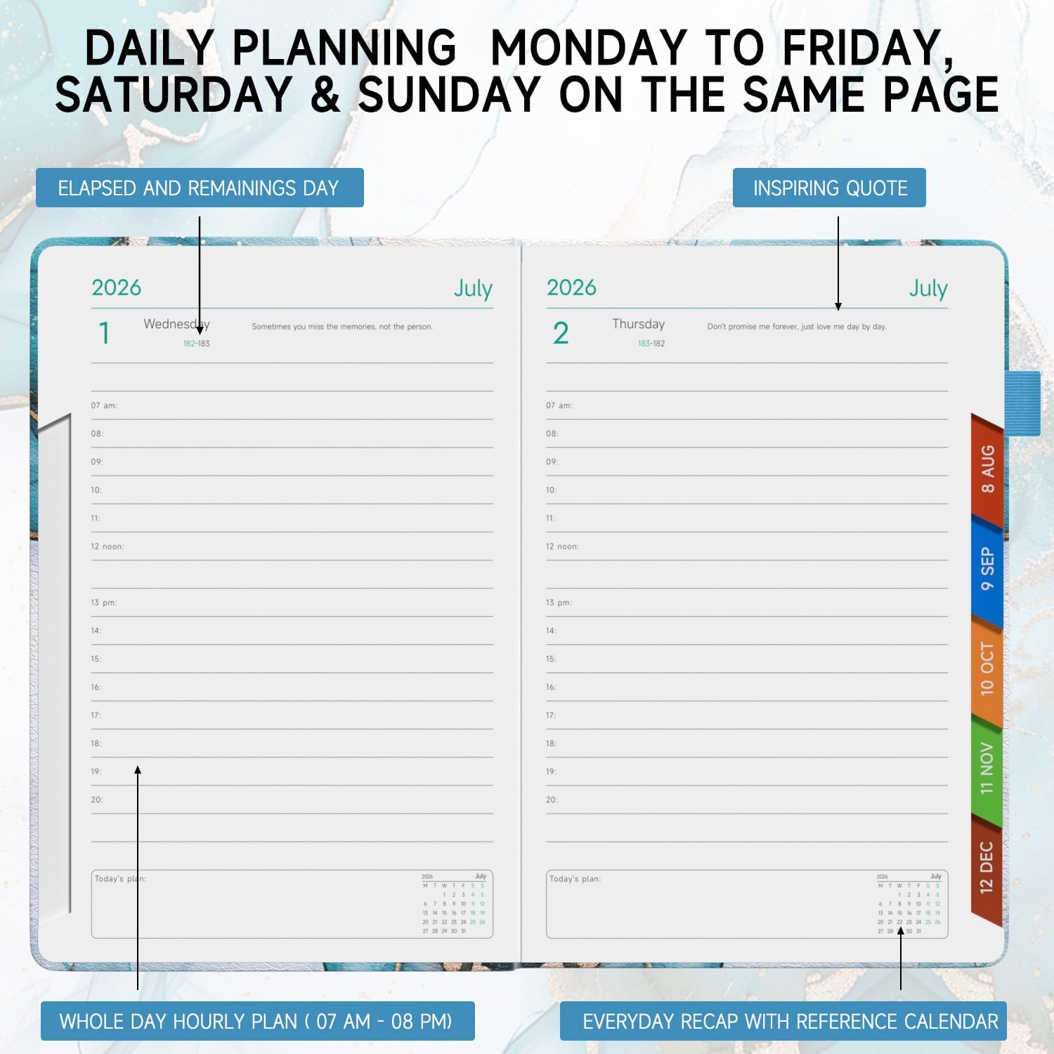 Detalle 2 de Sailingvan Academic Diary 2026-2027: Page A Day A5 (July 2026 – June 2027) with Colourful Tabs