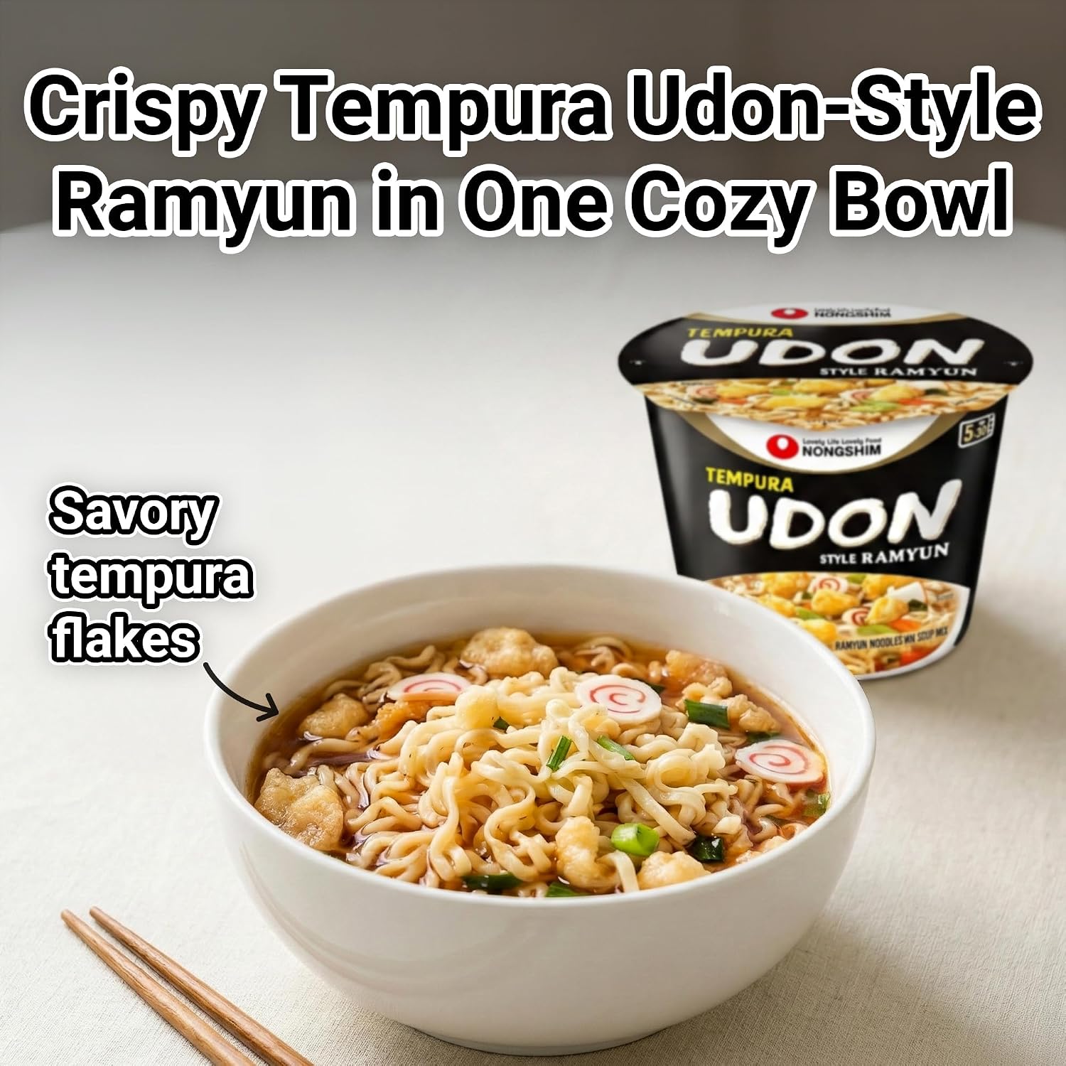 Thumbnail 4 de Nongshim Tempura Udon Style Noodles, Big Bowl Instant Soup, 12 Count
