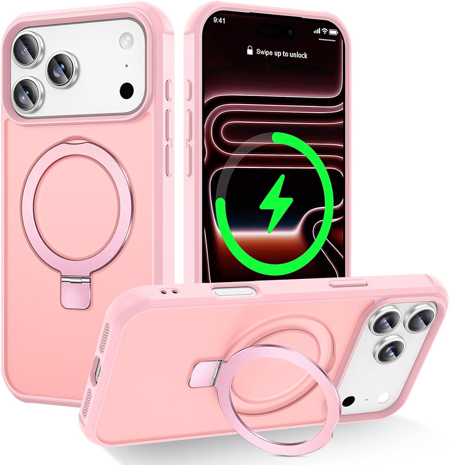 Detalle de CHAOFEnG Magnetic Case for iPhone 17 Pro Max with Stand (Pink) – Military-Grade Protection