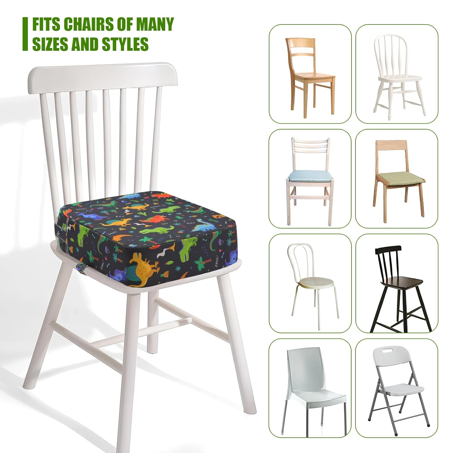 Thumbnail 4 de Sitzerhöhung für Kinder (Esszimmer) – waschbar, zerlegbar & tragbar, mit 2 Sicherheitsschnallen-Gurten – Schwarz