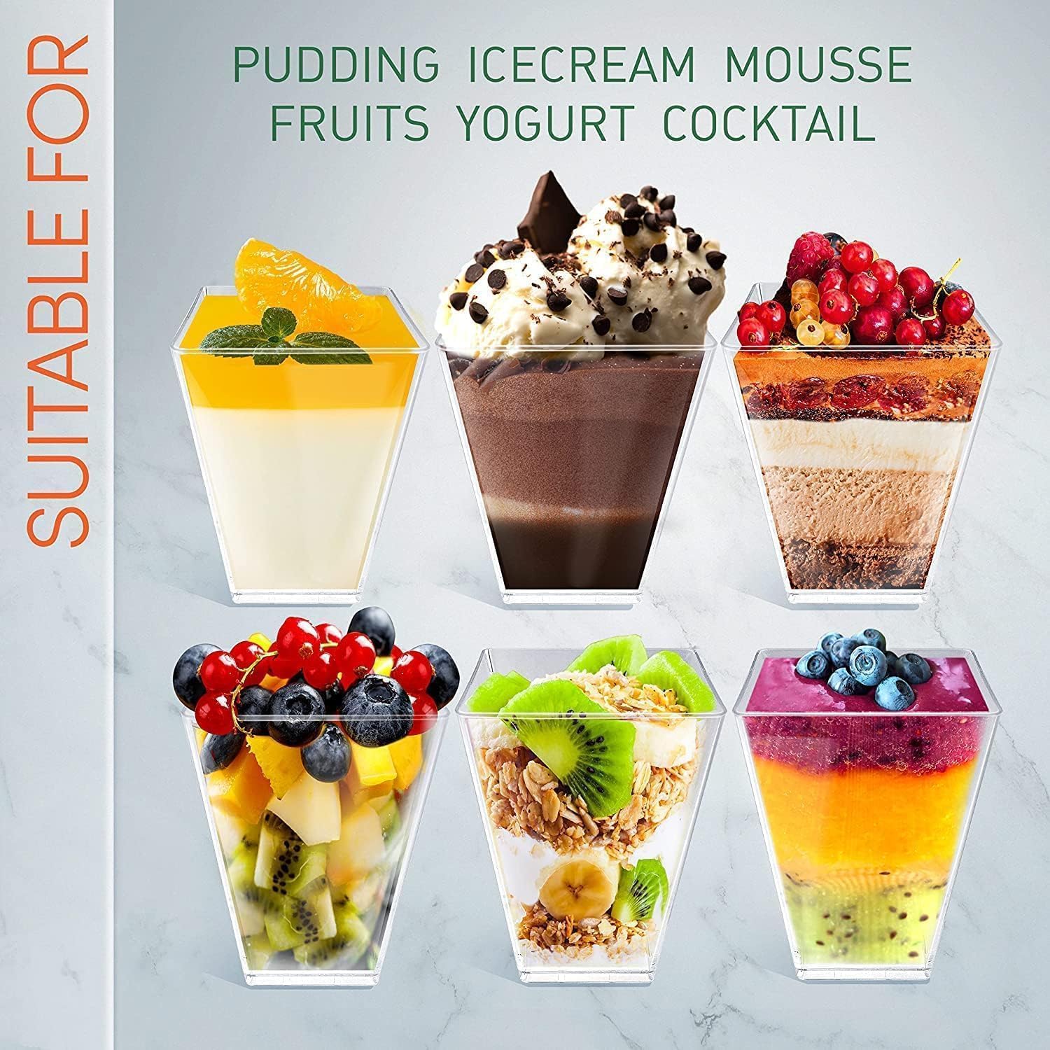 Detalle de Miluoou 2OZ-50PCS Clear Dessert Cups with Spoons, 2 oz, 50-Pack
