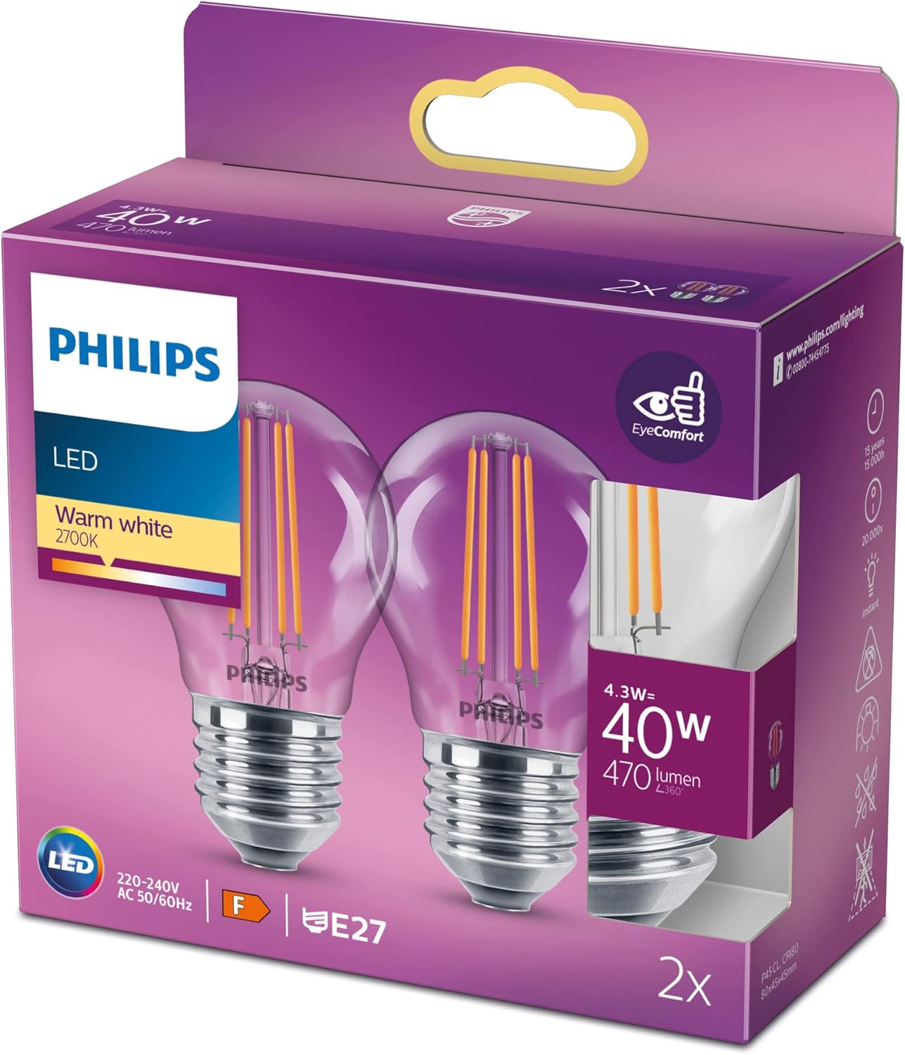 Thumbnail 3 de Philips - Bombilla LED Cristal 40W E27 Pack 2