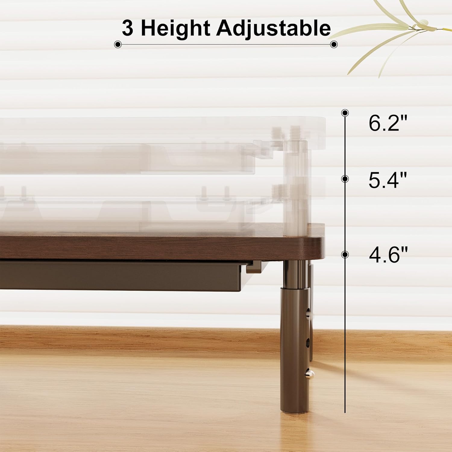 Detalle 2 de ETHU Monitor Stand Riser with Drawer 3‑height settings 🖥