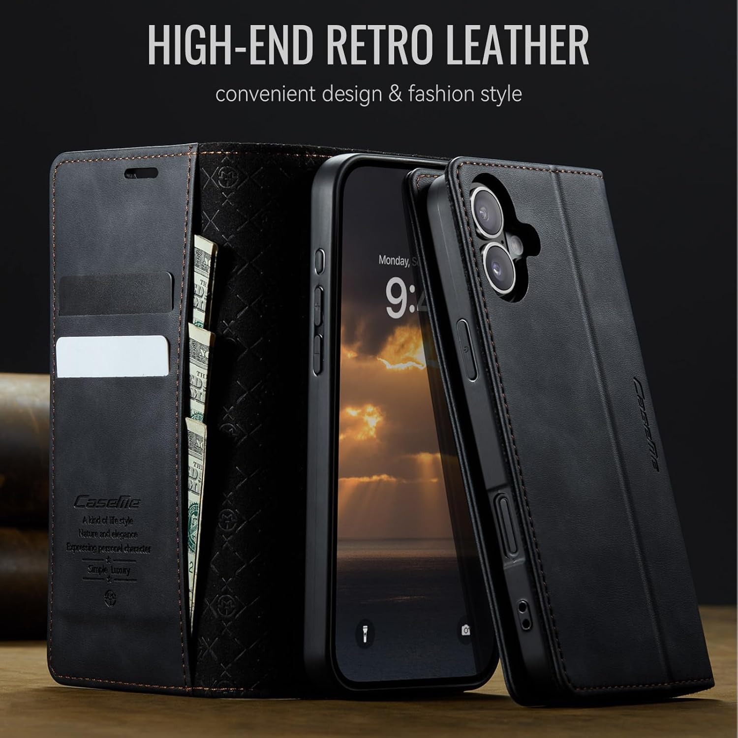 Thumbnail 2 de owlhold Handyhülle iPhone 17 – Klapphülle Premium PU Leder mit RFID-Schutz, Kartenfach, Geldtasche und Standfunktion