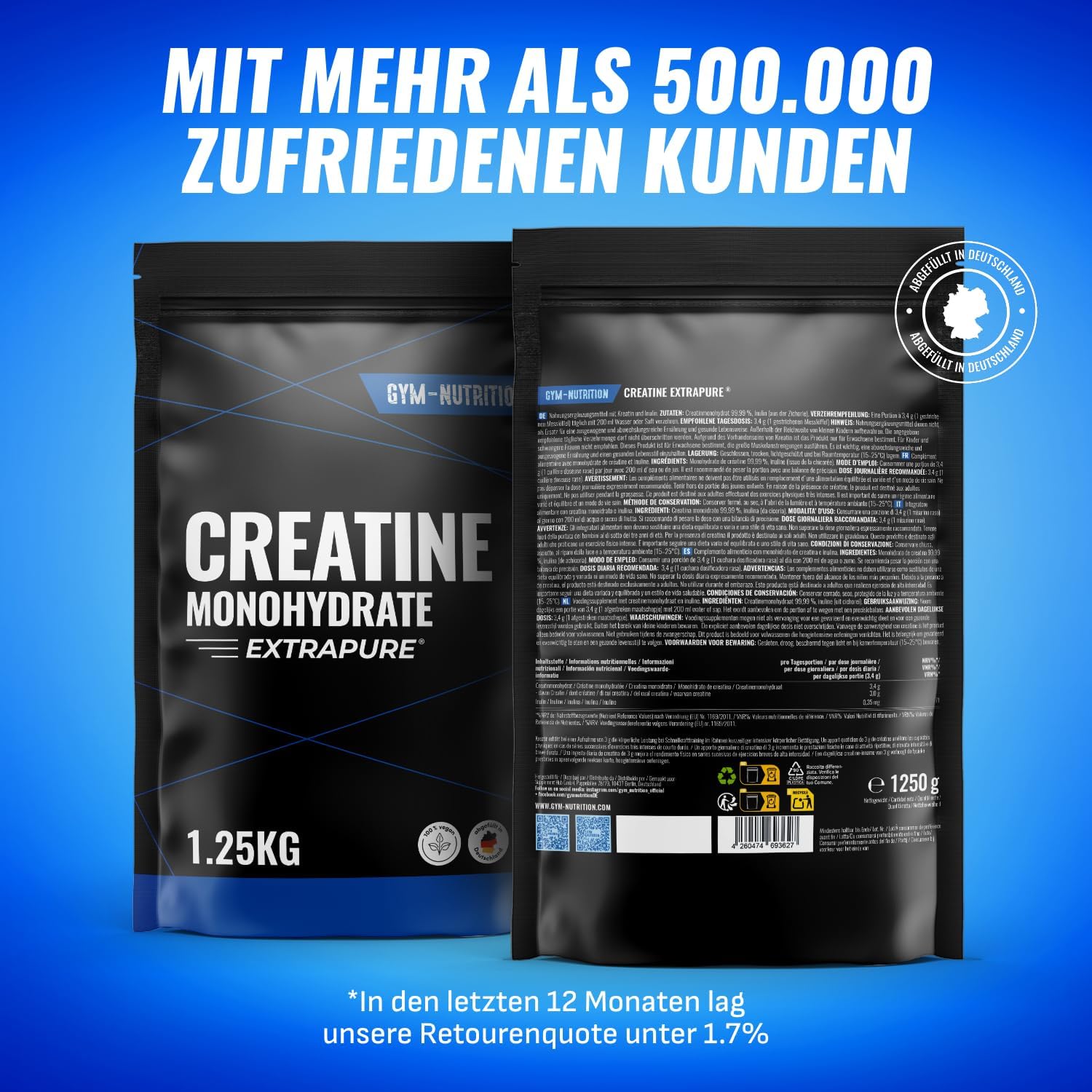 Detalle de Creatin Monohydrat Pulver 1250g đ„€